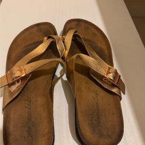 American Eagle Outfitters Women's Gold Sandals